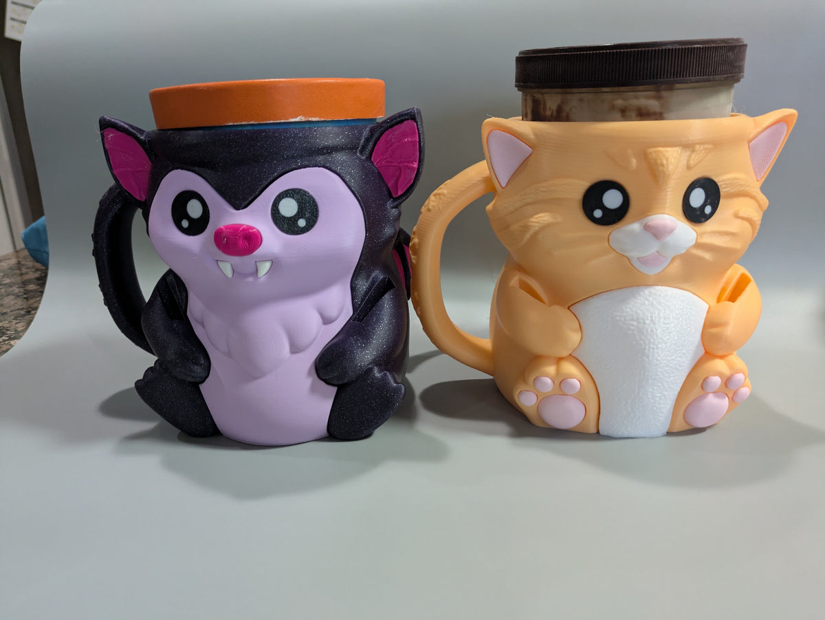 Cat pint Ice Cream Holder Orange